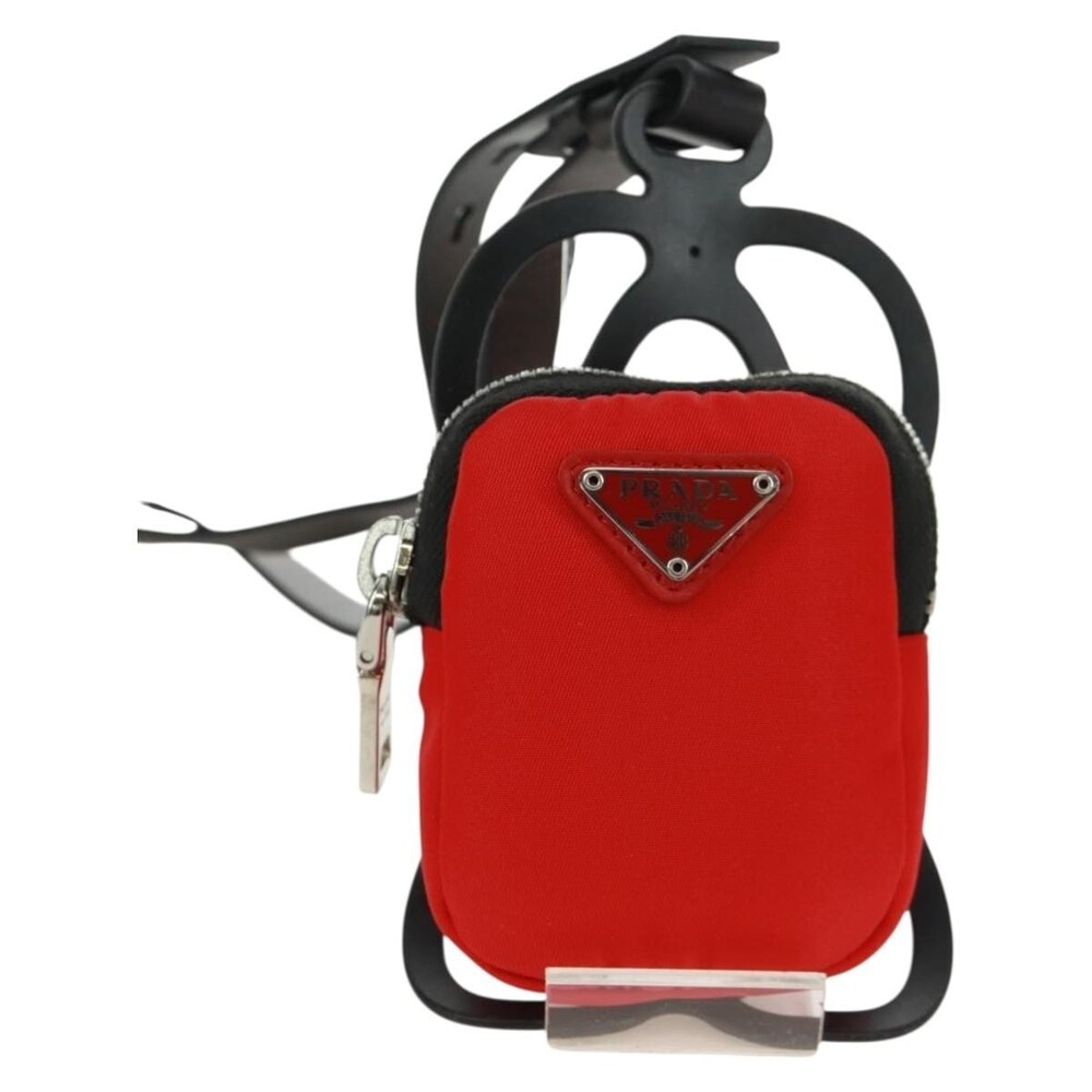 Prada Nylon Phone Holder Neck Pouch Red